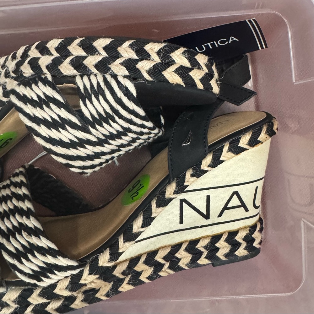 Nautica Black and Cream Espadrille Sandals - Picture 2 of 5